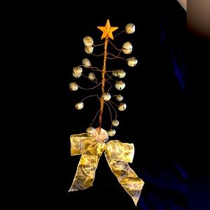 Two Rustic Country Christmas Trees with Bells